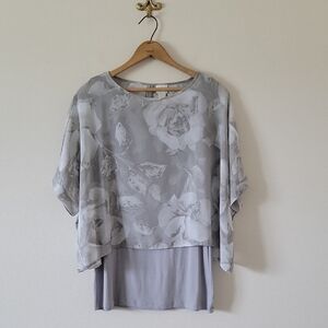 Chico's Grey Floral Layered Blouse Size Medium